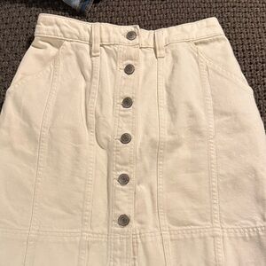 Ralph Lauren Ivory Button-Front Midi Skirt